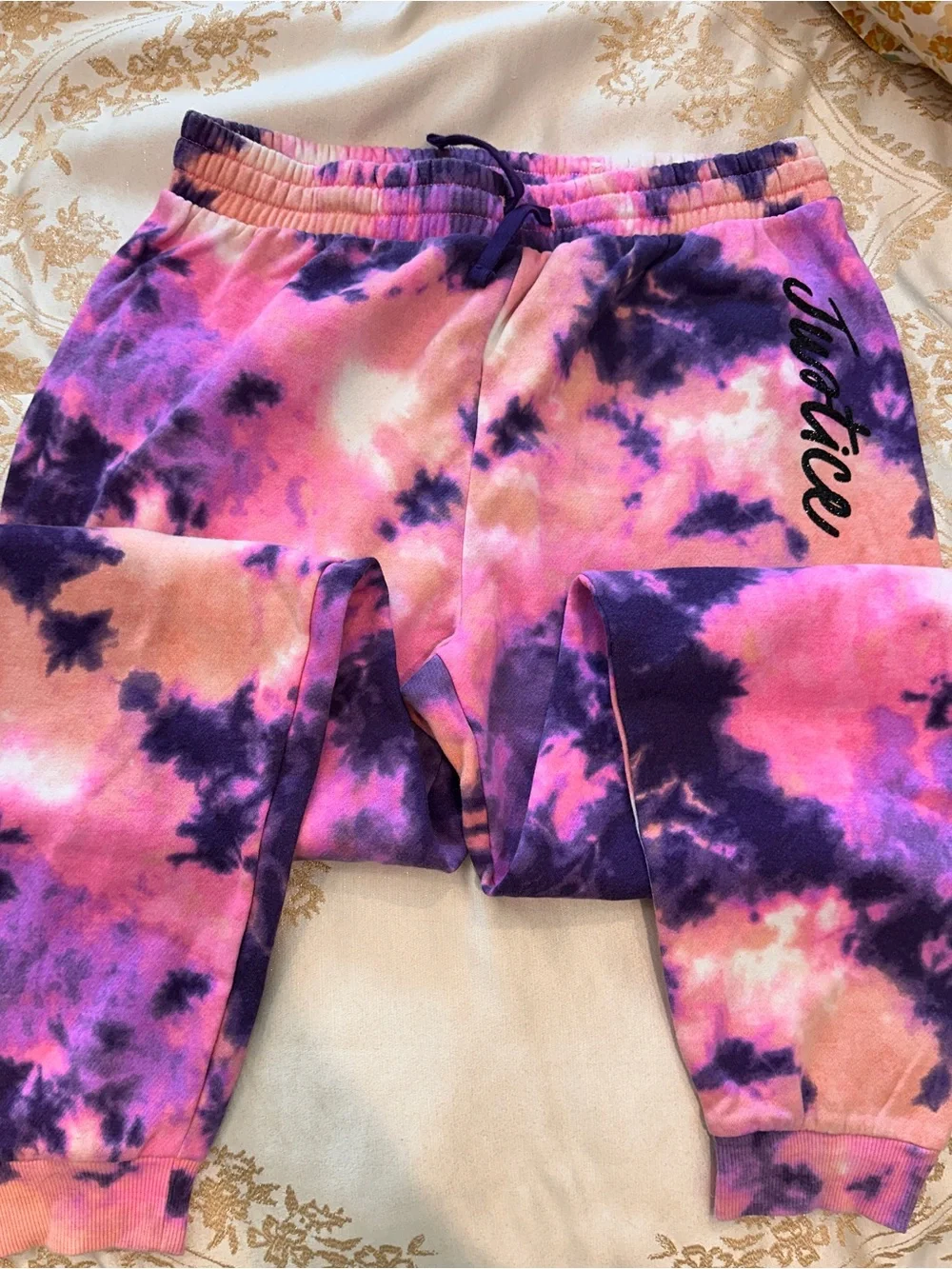 Justice Girls' Pink & Purple Tie-Dye Jogger Sweatpants XL Plus